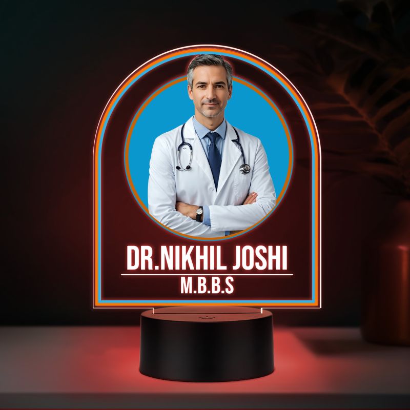 Personalized Doctor LED Night Lamp with Multicolored Light Thankyou Gift for Doctor Appreciation Gift for Doctor Clinic & Hospital Decor Light (Doctor Lamp)